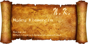 Nyáry Klemencia névjegykártya